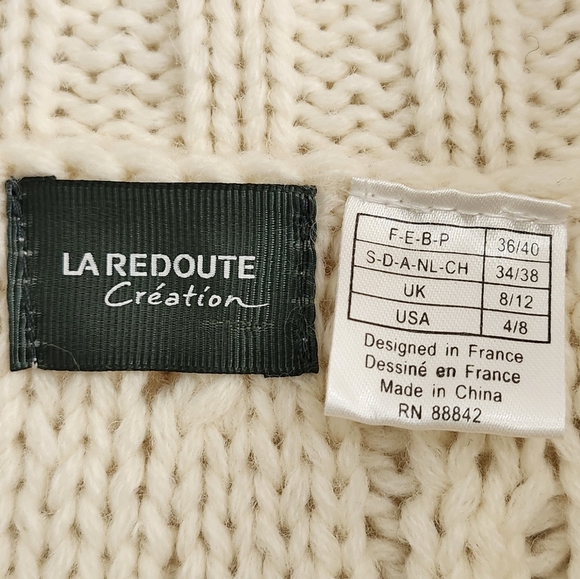 La Redoute Ivory Wool Blend Poncho Cardigan Size 4-8 - Picture 7 of 8
